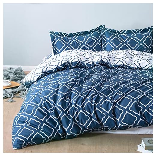 Bedsure Funda nordica Cama 150/135cm Azul Marino - Fundas edredon 230x220cm con 2 Fundas de Almohada 50x80cm 3 Piezas - Muy Suave Microfibra con patrón a Cuadros