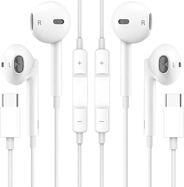 2 Pack USB C Headphones Earbuds for iPhone 17/16/Plus, Type C Earbuds Wired Earphones (Microphone & Remote Control) Noise Cancelling for iPhone 15 Pro Max, Galaxy S23/S22/S21/Ultra Note 20, Pixel - 1