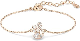 Swarovski Swan bracelet, Mixed cuts, Swan, White, Rose gold-tSwarovski One plated