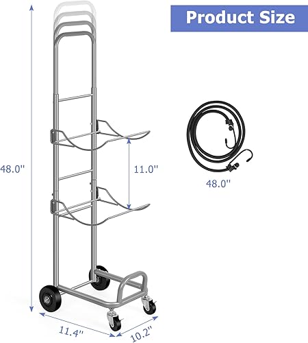 Miniatura 2 de Soporte para jarra de agua de 5 galones con ruedas, soporte resistente para botellas de agua con estante plegable, organizador de almacenamiento