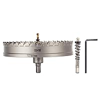 Vista 18 de 1-1/8" (29mm) Sierra perforadora con punta de carburo de tungsteno con 2 piezas de brocas piloto chapadas en titanio para metal duro, acero