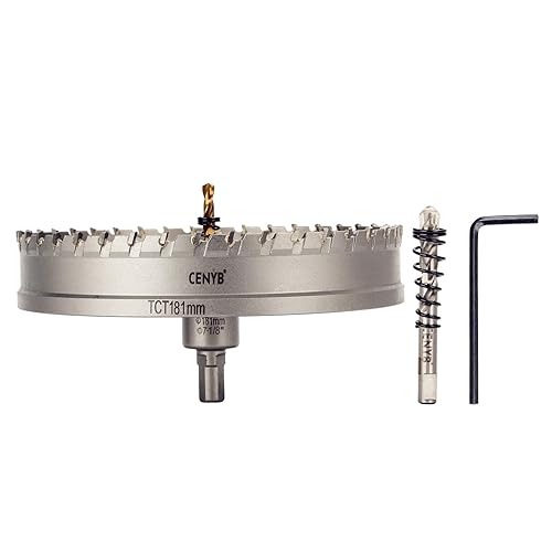 Miniatura 18 de 1" (25.5mm) Sierra perforadora con punta de carburo de tungsteno con 2 piezas de brocas piloto chapadas en titanio para metal duro, acero