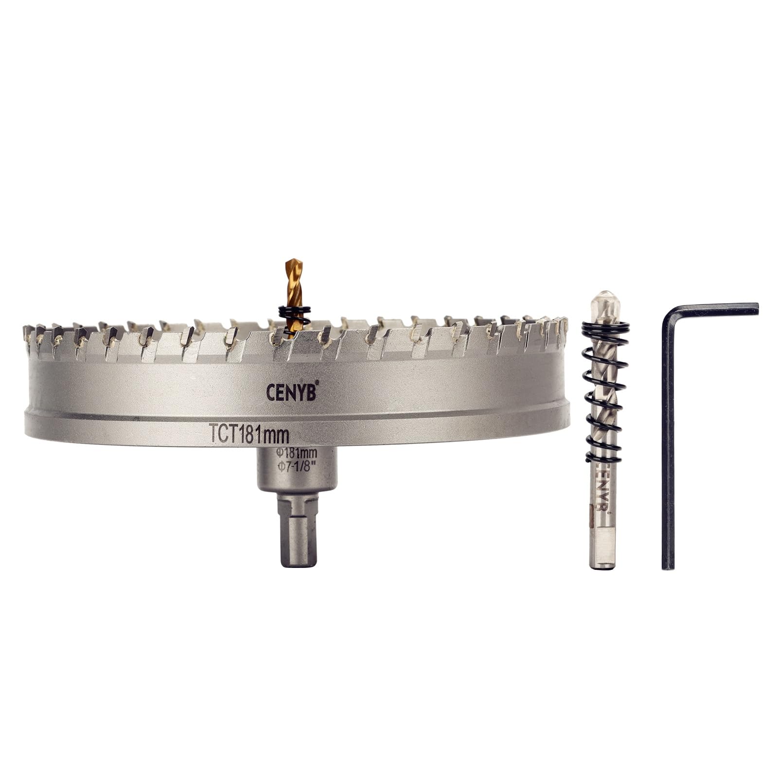 2-1/8" (54mm) Tungsten Carbide Tipped Hole Saw with 2Pcs Titanium-Plated Pilot Drill Bits for Metal, Steel, Iron, Wood, Plastic — view 27