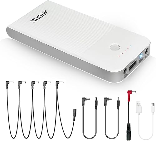 AROMA Batería de pedal de guitarra, fuente de batería recargable con 10000 mAh incorporada para pedal de efecto de 9 V y más dispositivos