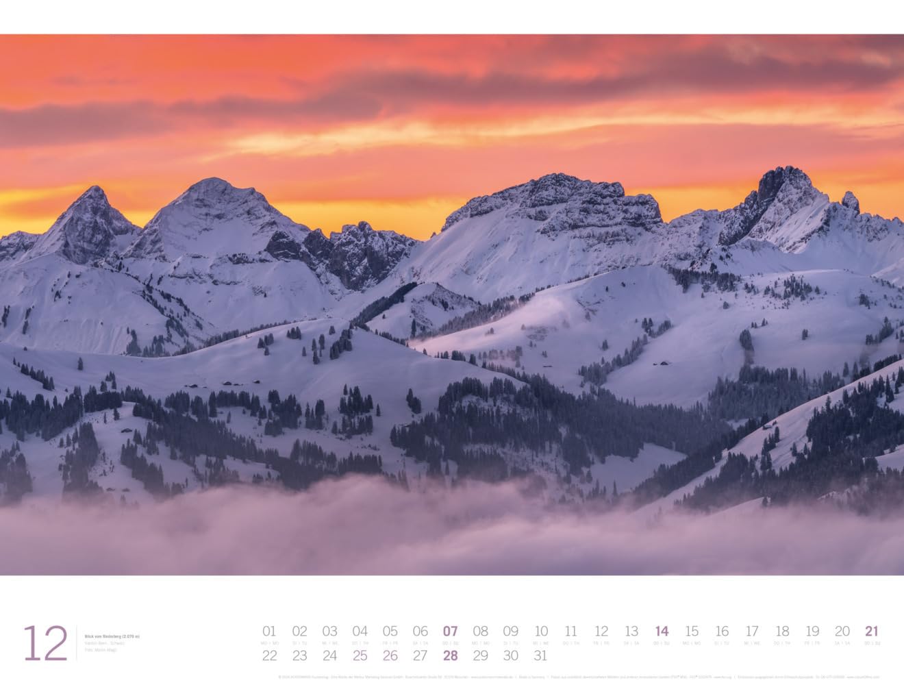 Alpen - Ackermann Gallery Kalender 2025, Wandkalender im Querformat (66x50 cm) - Großformat-Kalender / Hochwertiger Panorama-Kalender Berge und Natur
