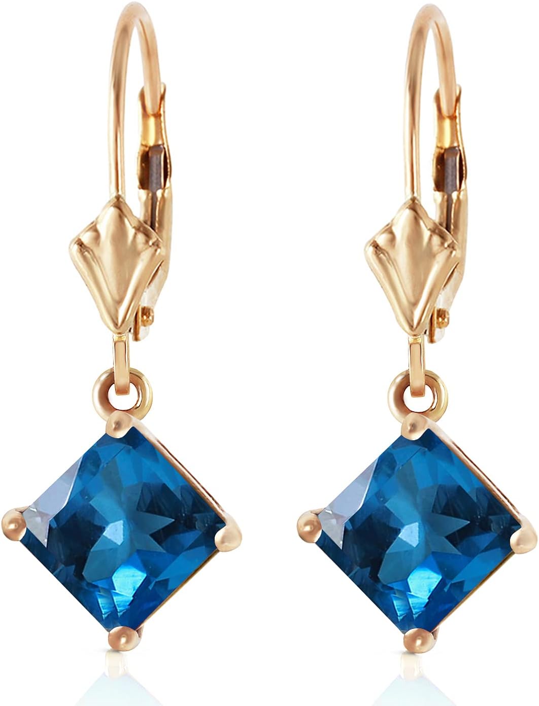 3.2 CTW 14k Solid Gold Demeter Blue Topaz Earrings - Image 3