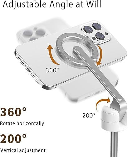 Miniatura 3 de TONEOF Trípode de palo de selfie magnético de 68" con soporte magnético fuerte de aluminio para Magsafe, soporte de trípode para teléfono de viaje