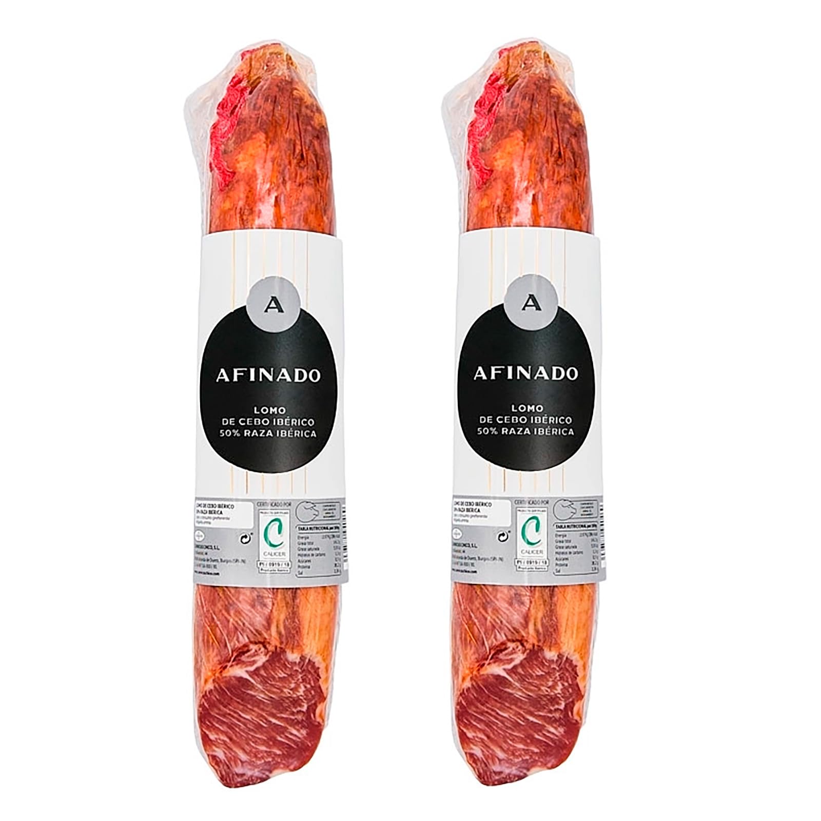 2 medias cañas de Lomo ibérico de cebo - 450 y 550 gr cada una - total entre 900 gr y 1,1 kg de lomo Envasado al vacío