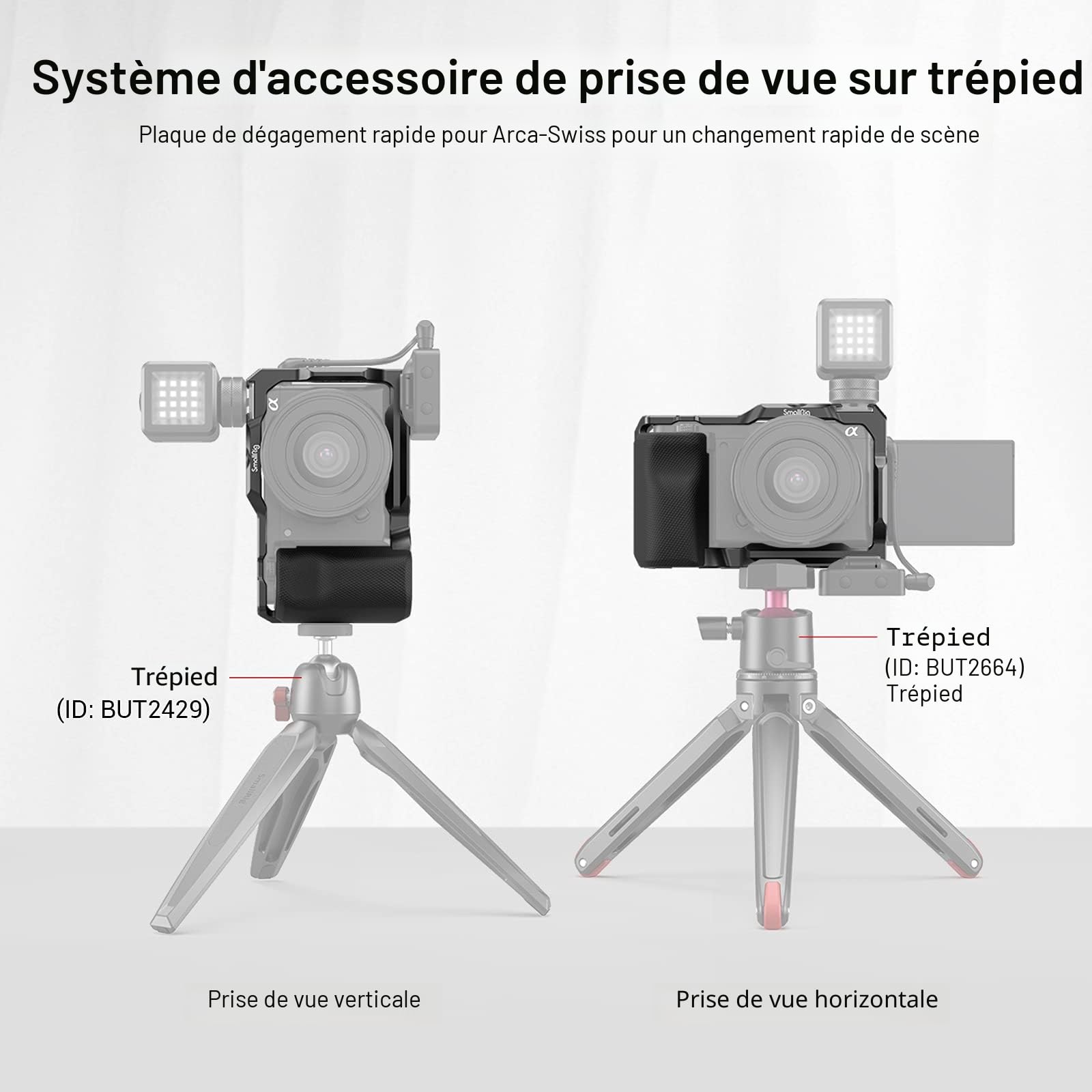 SMALLRIG ZV-E10 Cage avec Poignée et Plaque de Dégagement Rapide Intégrée pour Arca-Swiss pour Sony ZV-E10-3538B