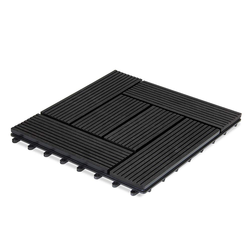 CASARIA® 1x WPC Composite Mosaic Anthracite Decking Tile 30x30cm | Cuttable Interlocking System | Drainage System | Garden Balcony Patio Click Lock-in Flooring Deck | Pack of 1 Tile 0.1m²