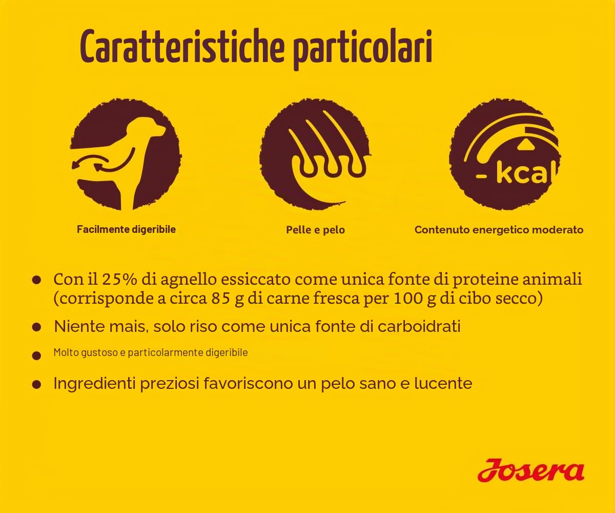 JOSERA Agnello e riso (1 x 12.5 kg). cibo per cani con agnello come unica fonte di proteine animali. cibo secco super premium per cani adulti. confezione da 1