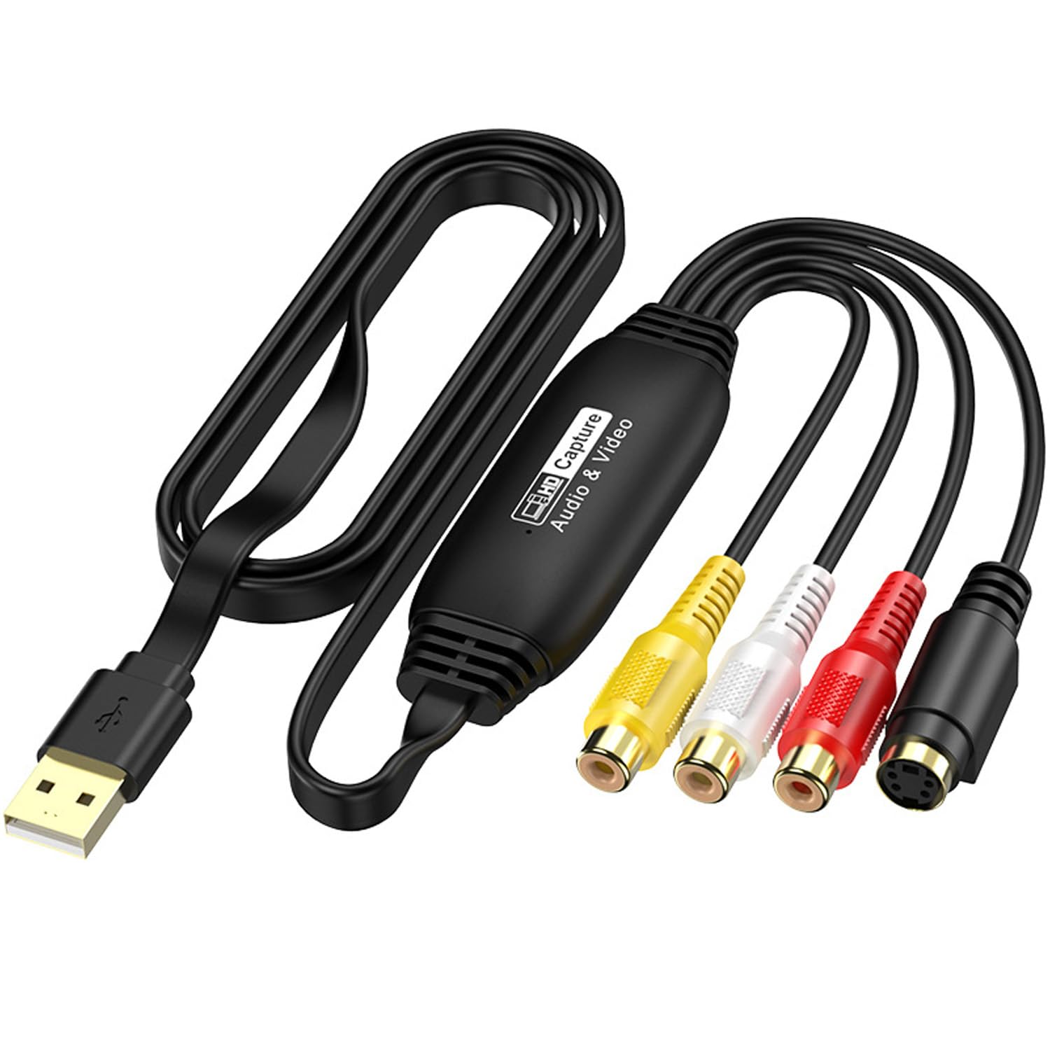 RIIPOO Video Capture Card, USB 2.0 Video Capture Card, Convert Analog to Digital, VHS VCR TV DVD Hi8 to Digital Converter Adapter for Mac, Windows