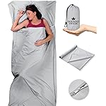The Friendly Swede Extra Large Sleeping Bag Liner - Cold Weather Camping Sheets & Adult Sleep Sack with Full Length Zipper; Microfiber Cotton Feel Soft Sheets with Stuff Sack - Grey (Zipper)