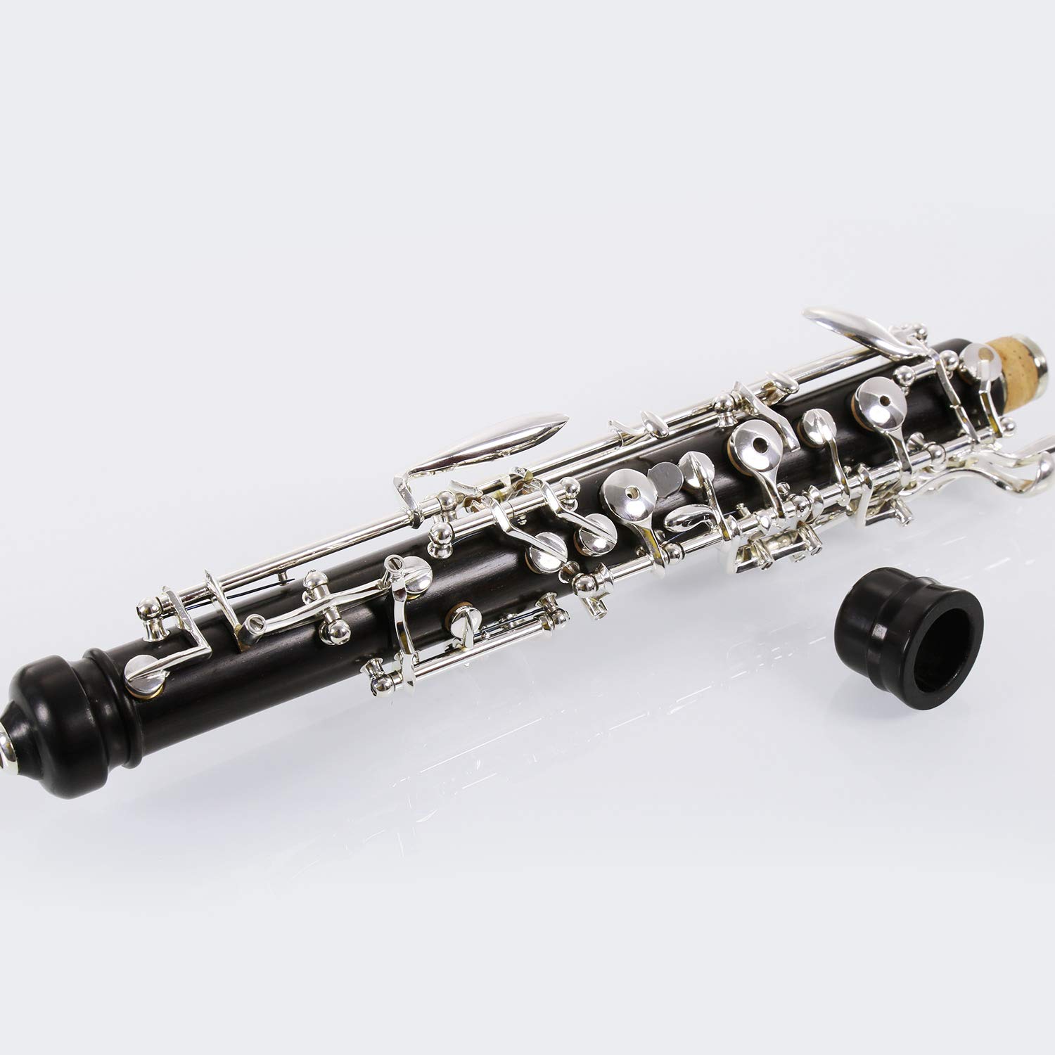 Rochix Oboe Professional Performance Level WHS36 Ebony Wood Body Silver Plated Semi Automatic Tone C with 1 wings, 1 cleaning cloth, 1 high brush, 1 rest, 1 case and more.