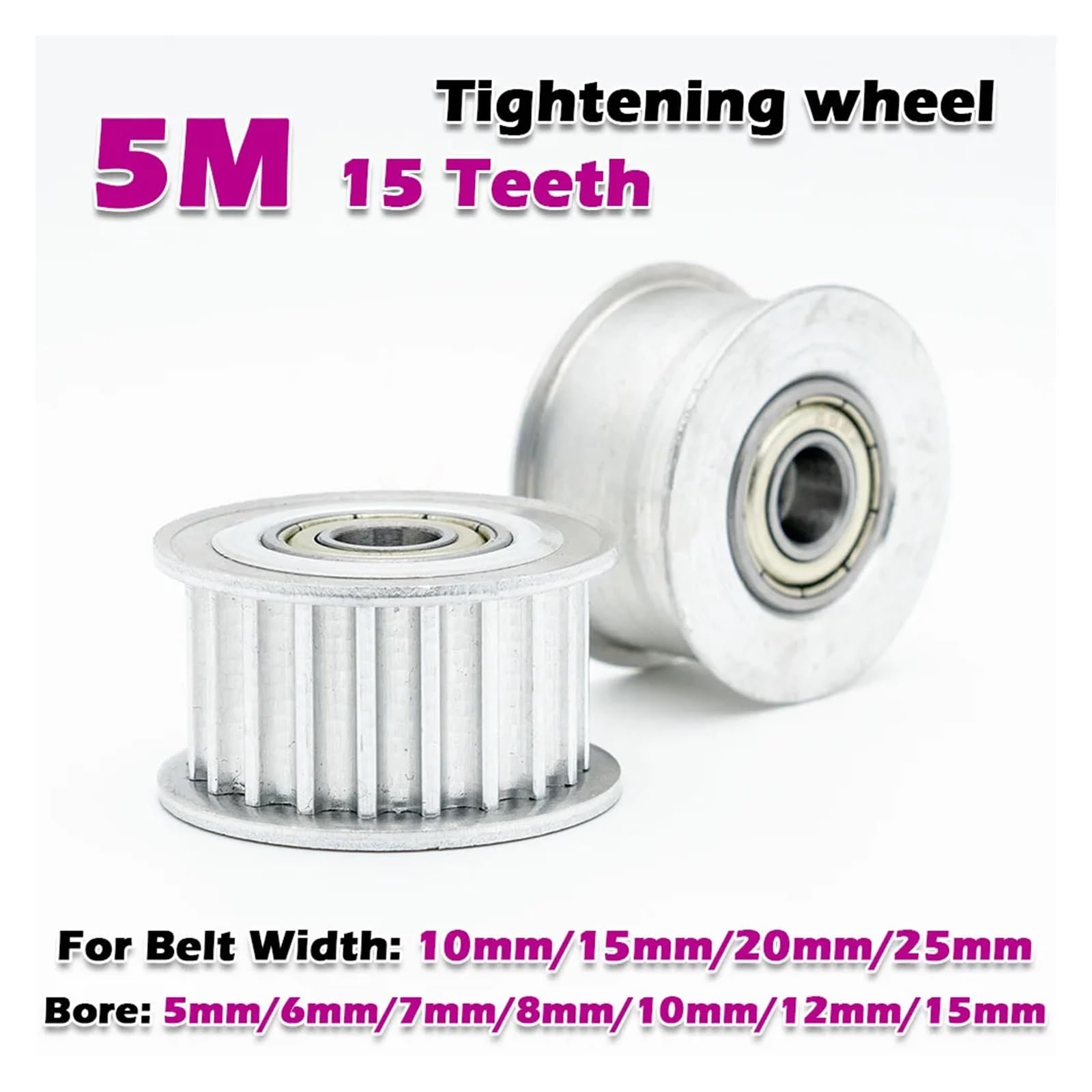 Polea de distribución HTD 5M 15º tensor polea de orificio 3~15mm sincronización engranaje de ralentí ancho 11~27mm transmisión 15T rueda de sujeción HTD5M 15T CNC (5 mm, 5 unidades, 11 mm con teeth)