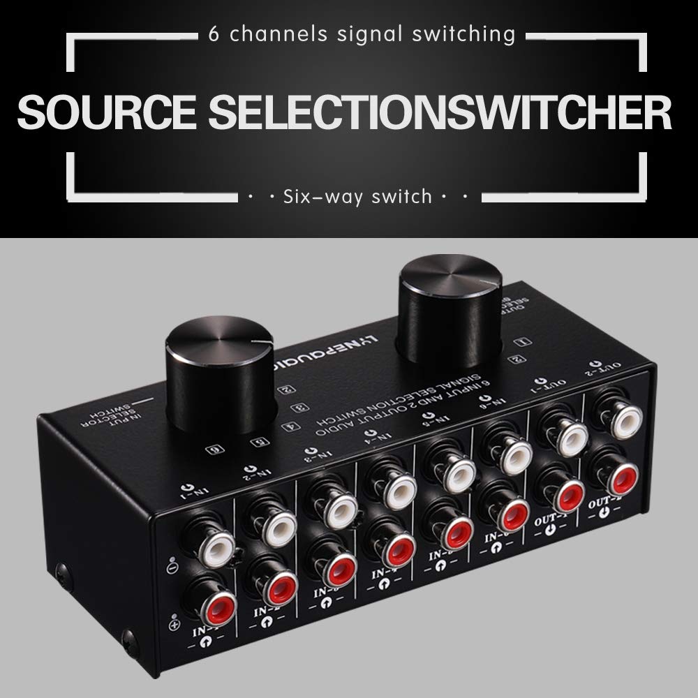 Switcher 6 nel 2 out o 2 nel 6 out Cuffia Switcher Commutatore Selezione Segnale Sorgente Audio Stereo, L'Interfaccia Adotta L'Interruttore Manuale Progettazione