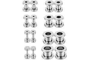 Surgical Steel Screw Fit Ear Gauges Kit - 8 Pairs of Ear...