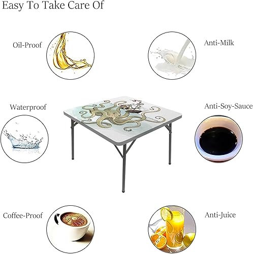 Miniatura 6 de Kraken - Mantel cuadrado elástico, mantel decorativo para el hogar con diseño de pulpo hundiendo los barcos piratas del mito griego, se adapta a