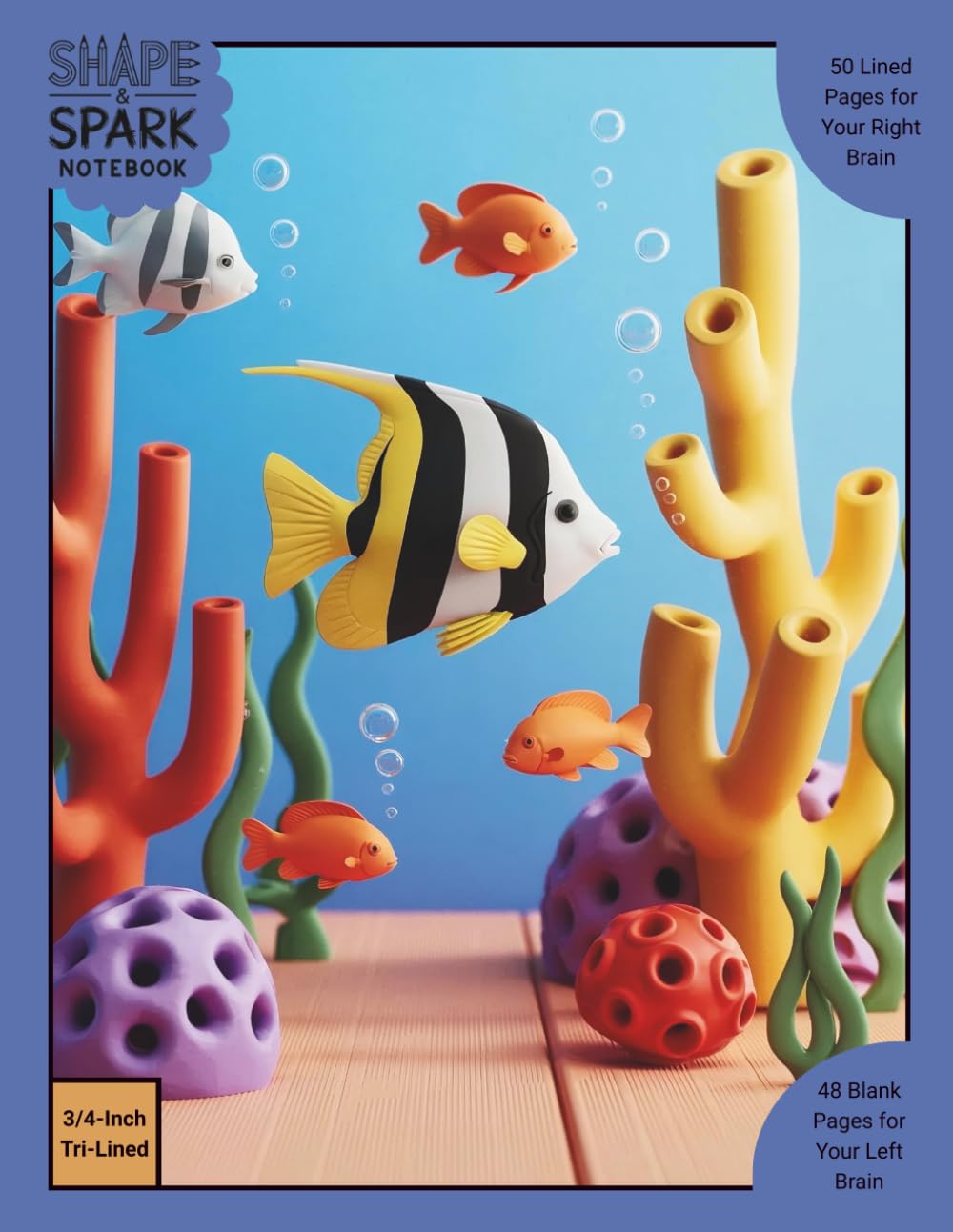 Shape & Spark Notebook: Alternating 3/4-Inch Tri-Lined and Blank Pages for Guided Handwriting Practice and Imaginative Thinking (Underwater)