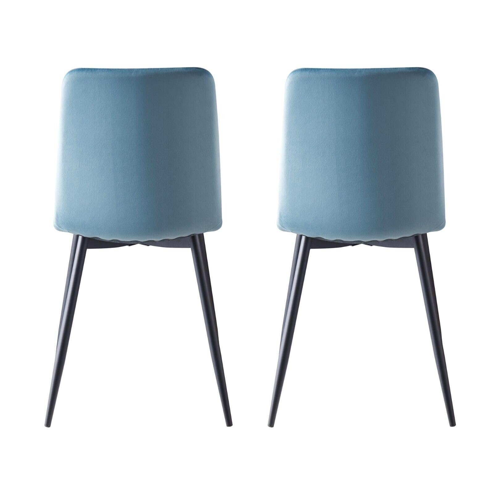 mcc direct Set di 4 sedie per sala da pranzo in velluto design, piedi in metallo, sedie Lexi (Blu chiaro)