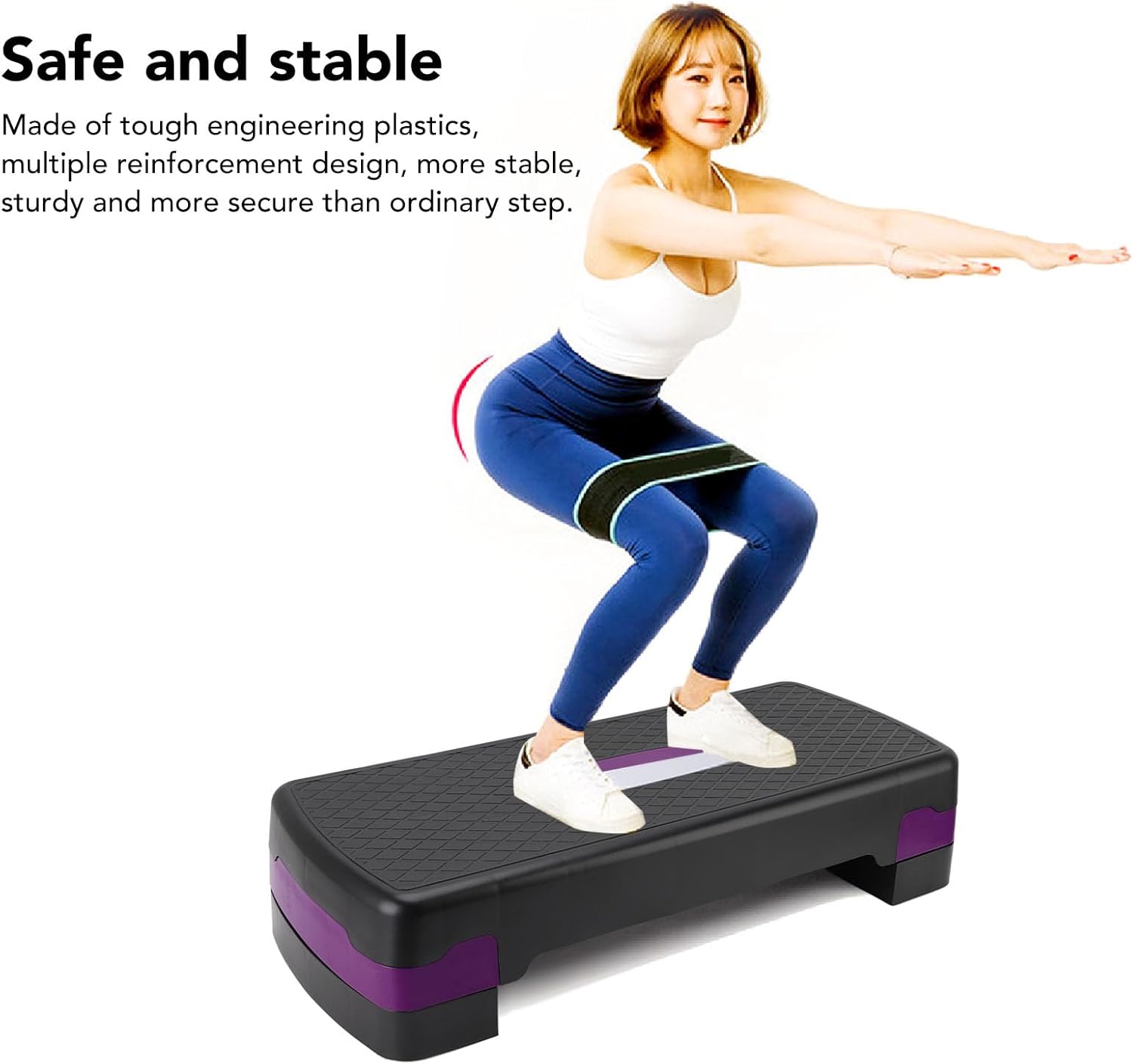 Exercise Step Platform, Adjustable Height Aerobic Step Platform Trainer for Strength and Fitness Workouts