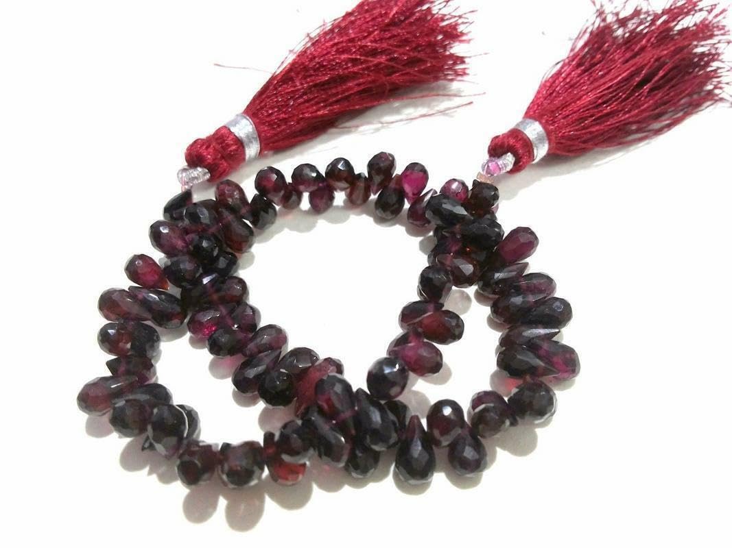 Grenat véritable perles sur fil 17,8cm cadeau fait main unique
