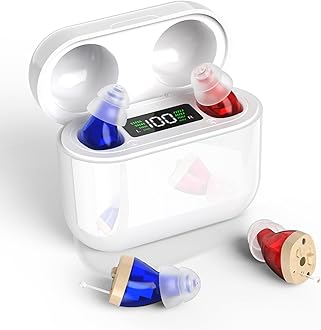 Hearing Aids with Long-Lasting Charging Case, Invisible Hearing Aids for Seniors with Smart Noise Cancellation, Completely-in-Canal Hearing Aid Devices, Easy Control (White)