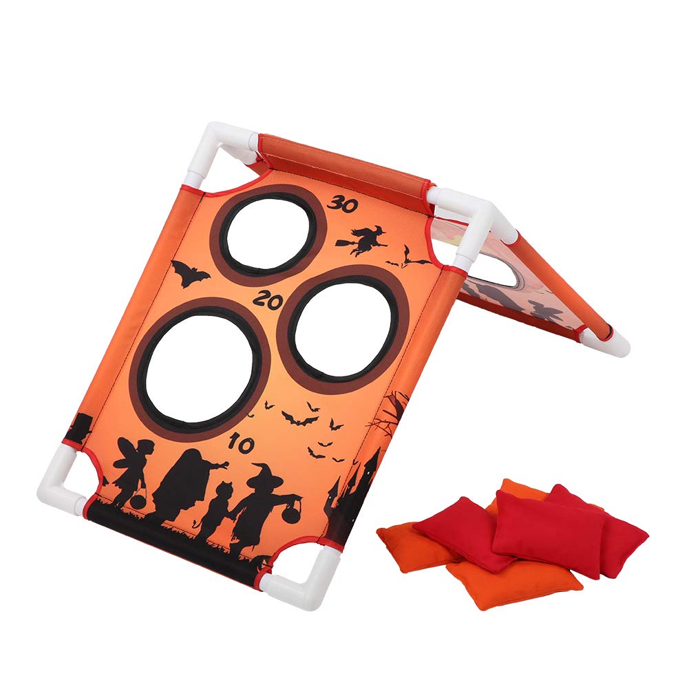Karlak Juego de Lanzamiento de Sacos para Niños, Divertido Juego Fiesta con Patrón Calabaza para Interacción Entre e Hijos, Hecho Tela Oxford, con 6 Sacos y Bolsa Transporte
