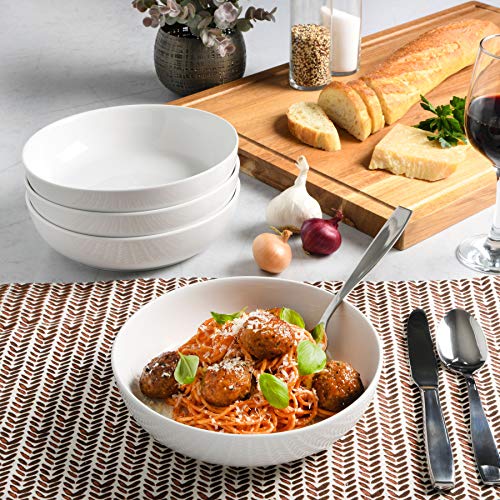 Image of Gibson Home Zen Buffet 4-Piece 41oz Salad Bowls Porcelain Ceramic Chip and Scratch Resistant Pasta Bowl, Serving Bowls, Soup Bowls Set, Large Capacity, Dishwasher & Microwave Safe White