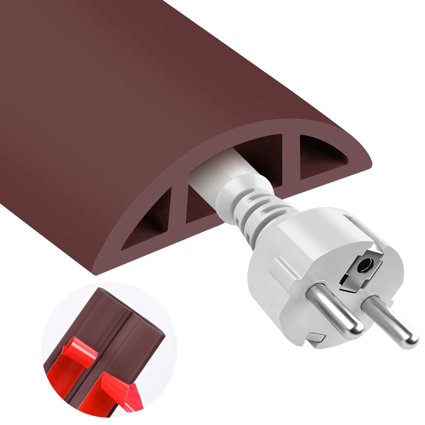 MYFAMIREA Cubierta de cable de suelo de 10 pies para alambre, autoadhesiva, gestión de cavidades, PVC, cable de extensión, cubierta protectora de alambre de piso para evitar viajes de cables para