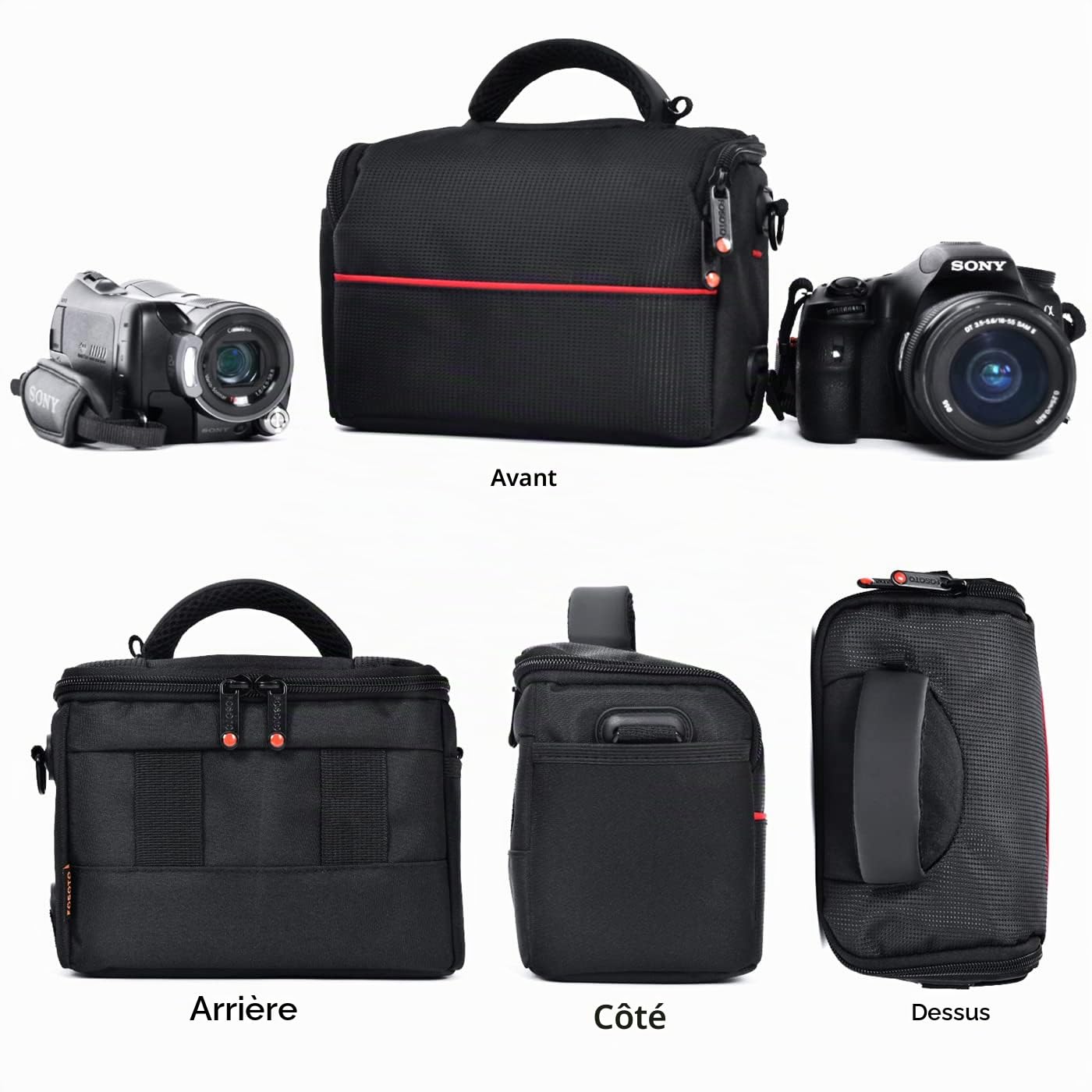 FOSOTO Sac étanche pour appareil photo reflex numérique et SLR résistant aux chocs, Noir , m, Minimaliste
