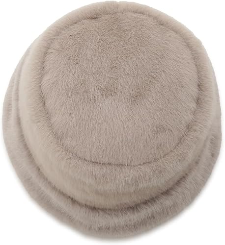 新品未使用　セルフォード　フェイクファーロゴパール付きバケットハット　モカ CELFORD - フェイクファーロゴパール付きバケットハットの通販