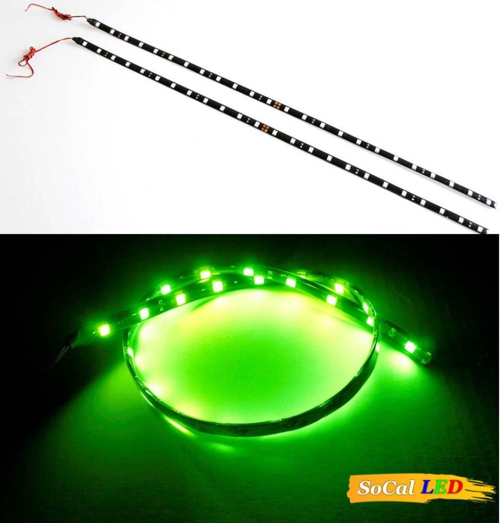 Socal-Led 2X 60Cm 24'' Green Flexible Led Strips High Power Bright 5050 12 Smd
