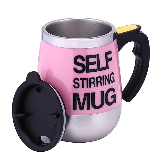 Self Stirring Mug Auto Self Mixing Stainless Steel Cup for Coffee/Tea/Hot Chocolate/Milk Mug for Office/Kitchen/Travel/Home -450ml/15oz The best gift(pink)