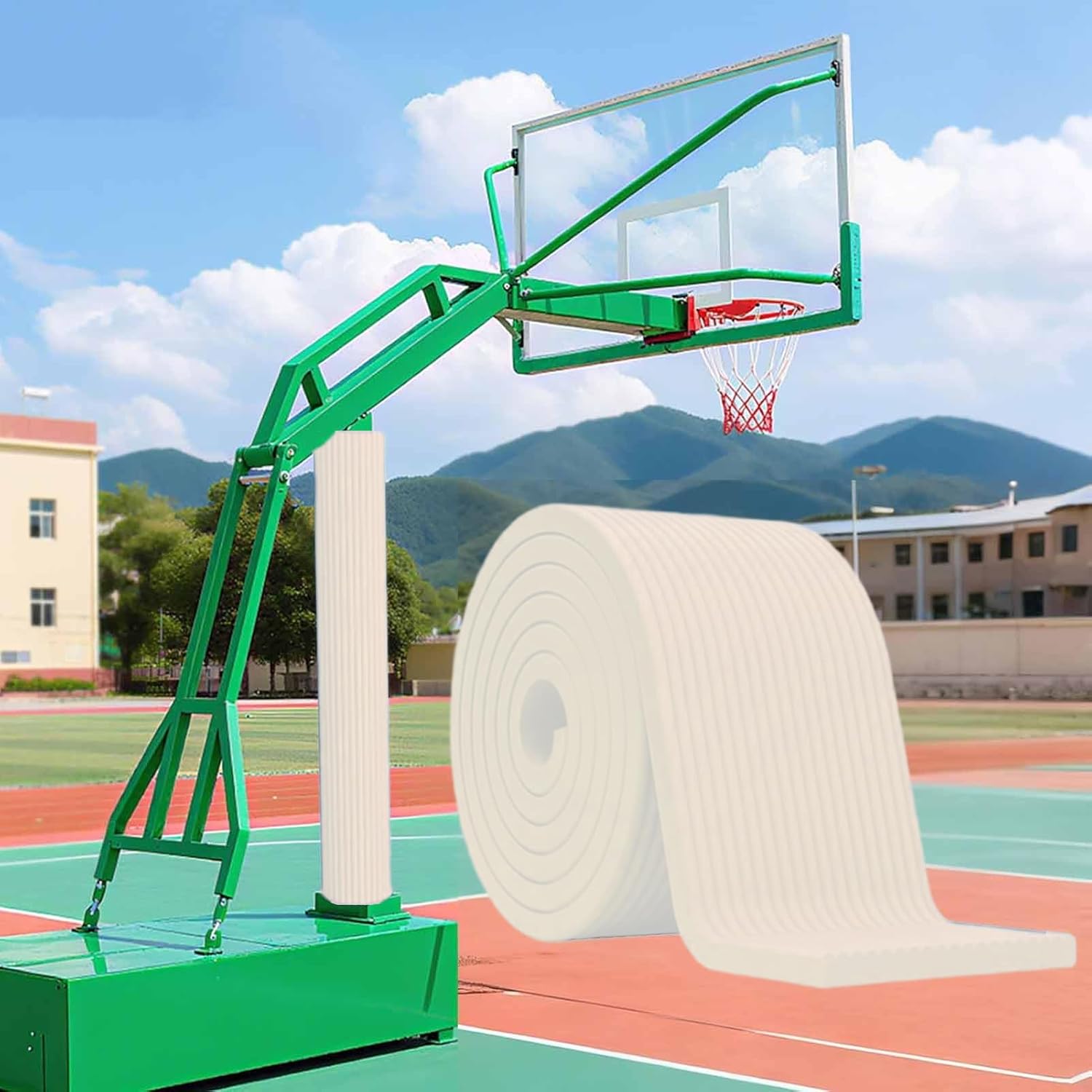 79" Basketball Pole Pad, Basketball Pole Padding for Player Protection, Extra-Wide Self-Adhesive Safety Pads, Wrap Around Garage Post Protective Covers