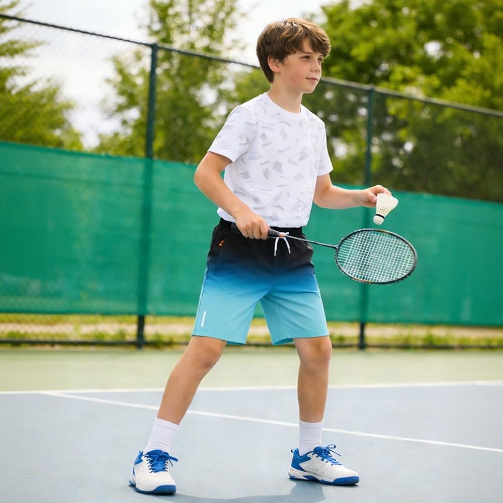 SHOOYING Boys Gradient Athletic Quick Dry Shorts Sets - Image 2