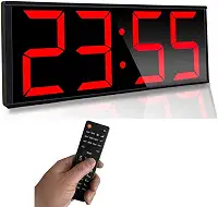 Relógio de parede digital enorme de 43 cm, cronômetro de treino intervalado para academia, com contagem regressiva de segundos, cronômetro, 8 alarmes, luz noturna de 7 cores para