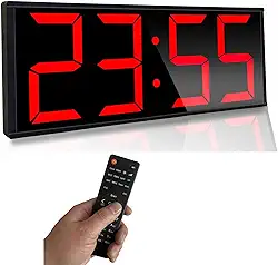 Cynobato Relógio de parede digital enorme de 43 cm, cronômetro de treino intervalado para academia, com contagem regressiva de segundos, cronômetro, 8 alarmes, luz noturna de 7 cores para