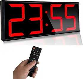 Relógio de parede digital enorme de 43 cm, cronômetro de treino intervalado para academia, com contagem regressiva de segundos, cronômetro, 8 alarmes, luz noturna de 7 cores para