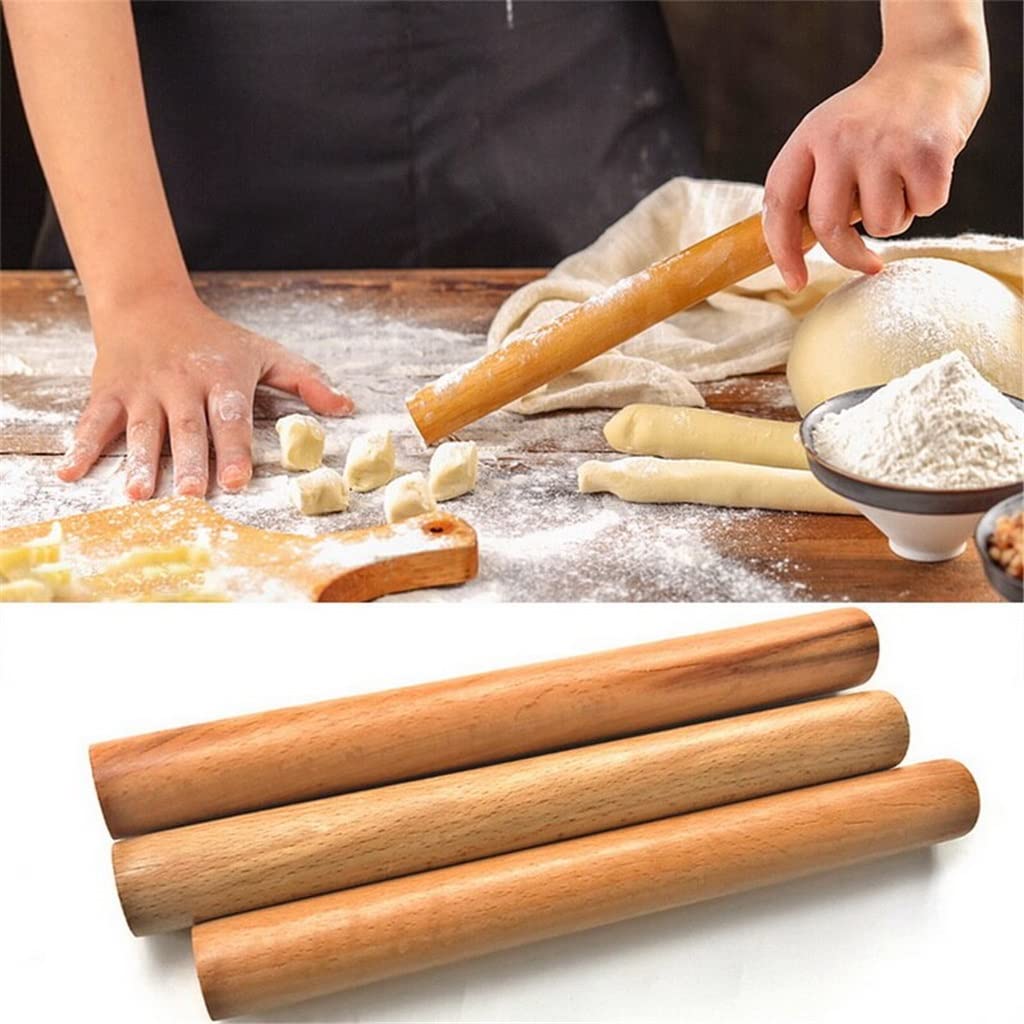 Nieprzywierający drewniany wałek do ciasta Wypieki Narzędzia do wałkowania Akcesoria do pieczenia w kuchni Wałki do ciasta (Kolor: Naturalny, Rozmiar: 25 cm) (Naturalny 25 cm)