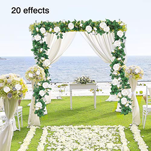 TELDRASSIL 4Pcs(26 FT) Artificial Rose Vine Fake Flower Garland Fake Silk Rose Hanging Vine for Wedding Party Background Arch Garden Background Decoration (White) by TELDRASSIL - Image 7