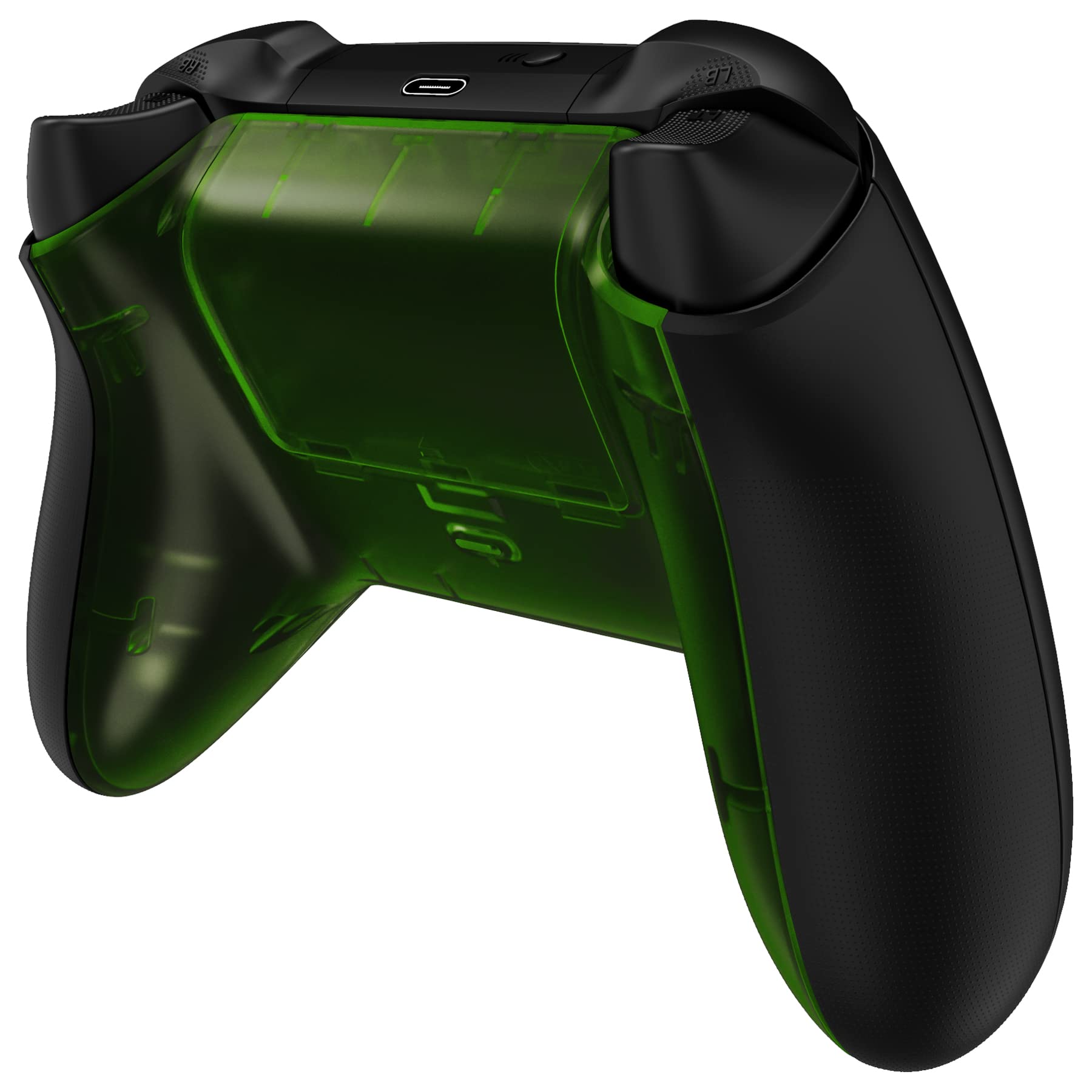 eXtremeRate Cover Posteriore Ricambio per Xbox Series X S Controller,Custodia Copertura Coperchio di Batteria Scocca Shell per Xbox Series X/S Joystick Model 1914-Trasparente Verde