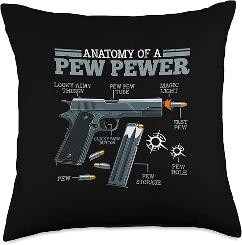Miniatura 5 de Gun and toy gun or Nerf gun lover Anatomy of Pew Pewer Weaponry, almohada de pistola de juguete, 16 x 16 pulgadas, multicolor