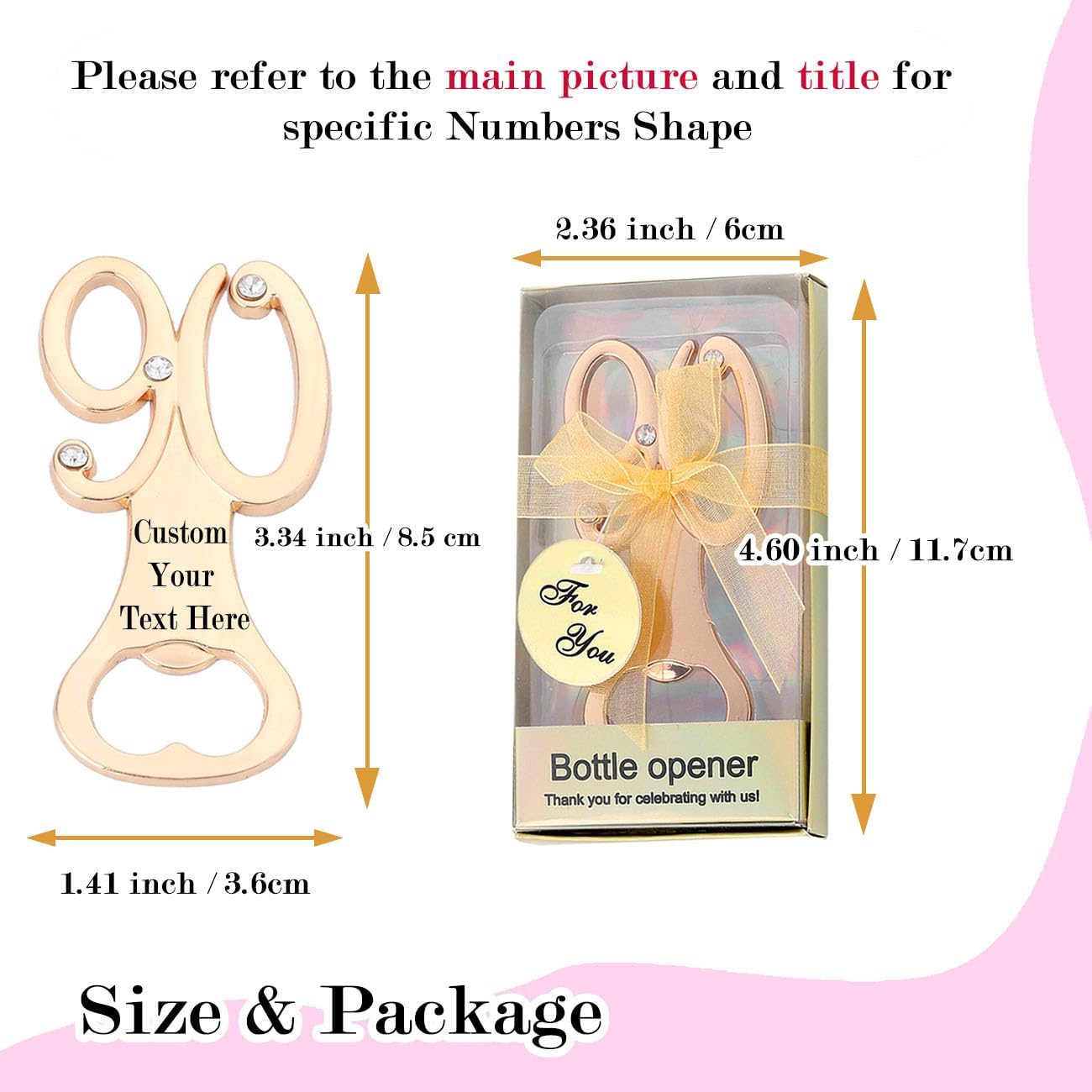 24 Pcs Custom Creative Bottle Openers, Numbers-Shaped Bottle Opener for 50th Birthday Party Favors 50th Wedding Anniversary, Engraved with Name Baby Shower Souvenirs Gifts Decorations for Guests