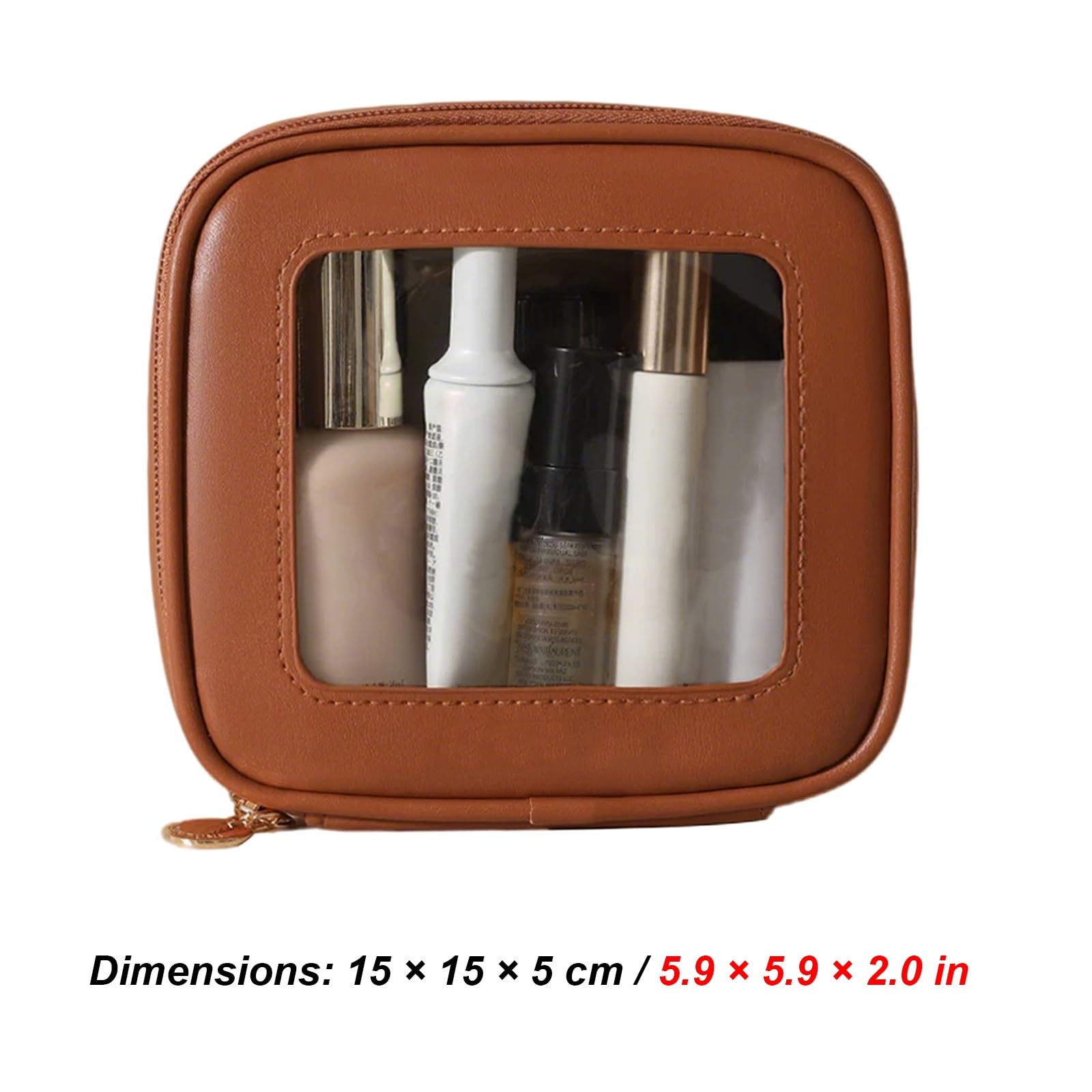 Organizer per Cosmetici da Palestra, Doccia e Bagno, Beauty Case da Viaggio Donna, Facile Pulire, Trasparente e Visibile per un Facile Accesso, Leggera, Lussuosa Portatile(Brown)