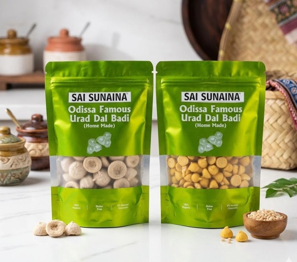 SAI SUNAINA Urad Dal Bori 200g & Matar Dal Bori 200g Combo, Traditional Sun-Dried Lentil Nuggets, Badi for Sabzi & Curry, Indian Wadi, 400g Pack