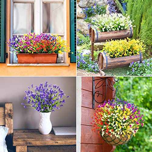 20 Bundles Artificial Flowers For Outdoors Fake Calla Lily Flowers Faux Plastic Plants Uv Resistant Spring Summer Flowers For Garden Porch Patio Office Window Box Table Home Decorations, Multicolor #TOP6