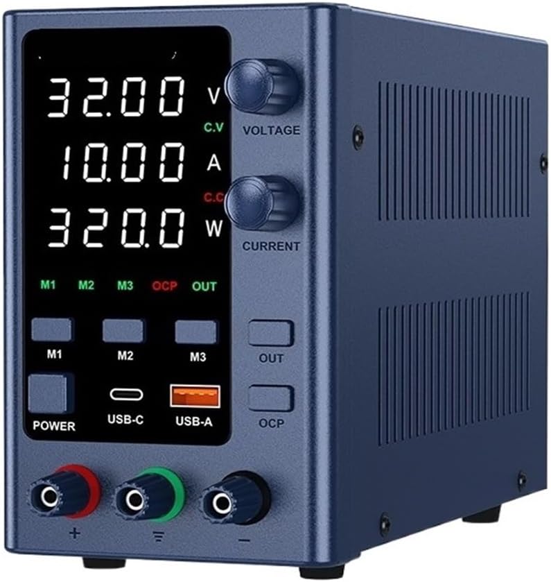 Adjustable DC Power Supply 32V 10A, Switching Power Supply with Storage Memory USB/Tape-C Dual Interface Fast Charging(EPS6205 62V 5A)