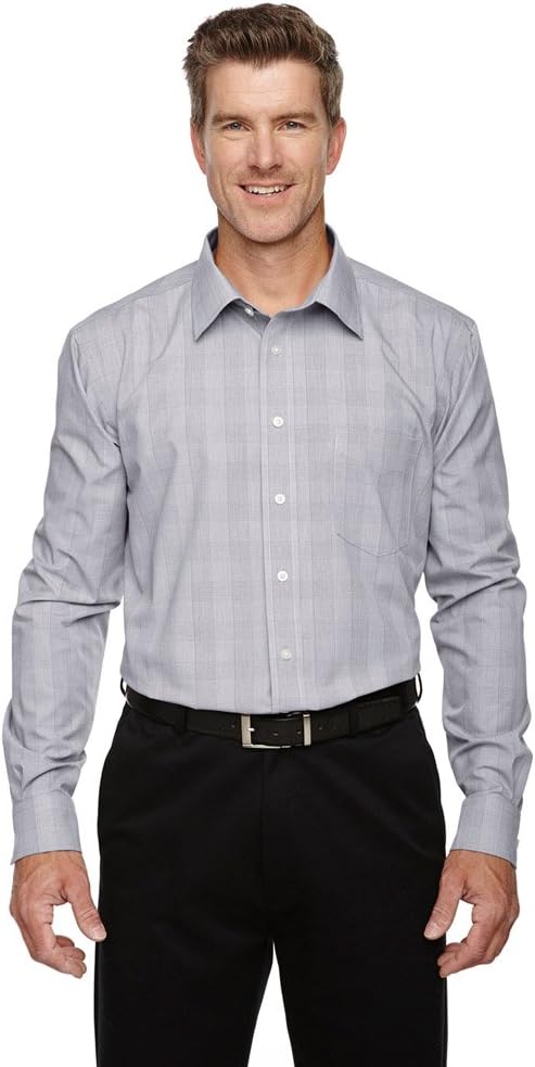 Devon & Jones Men's Crown Collection Glen Plaid, XL, Wht/Grph/Lt Grph
