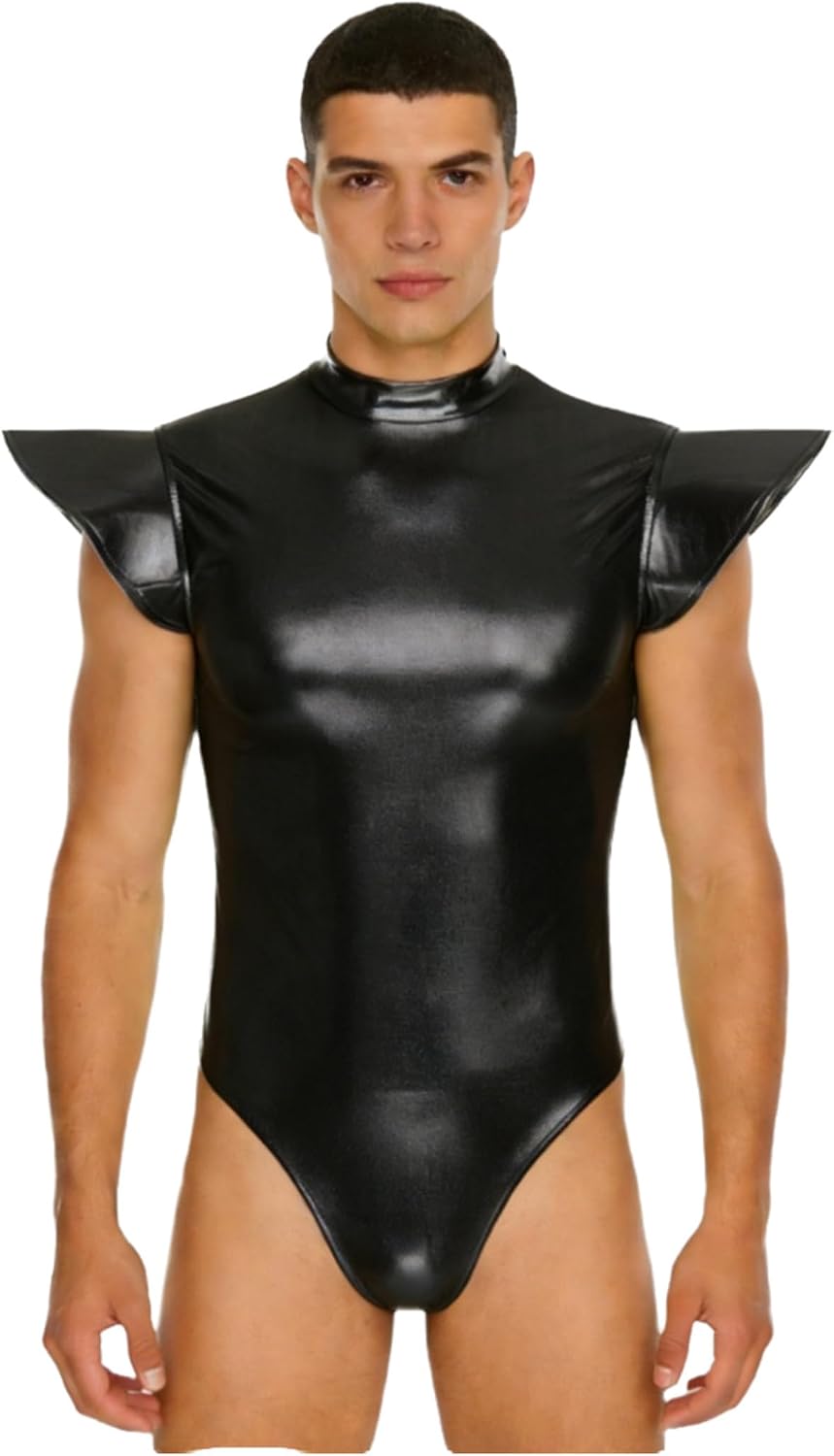 Sywiyi Adult Men One-piece Fly Sleeve Mock Neck Back Zipper Leotard Space Themed Cosplay Costumes